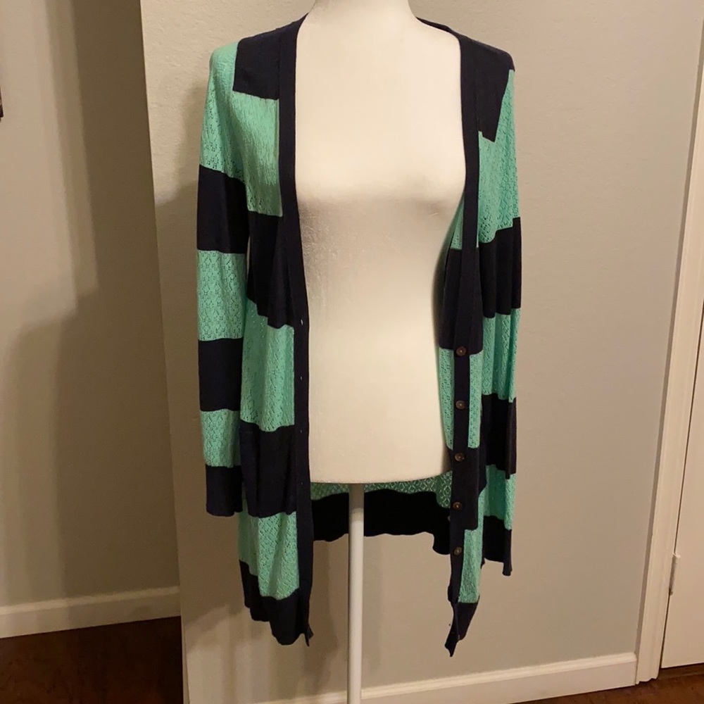 Anthropologie striped navy cardigan
